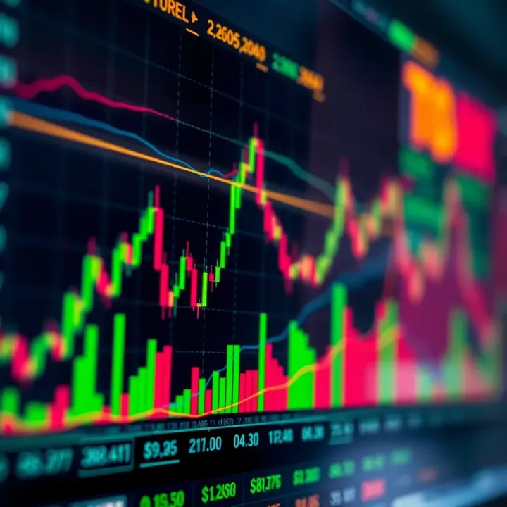 Graph illustrating stock price fluctuations over time with technical indicators