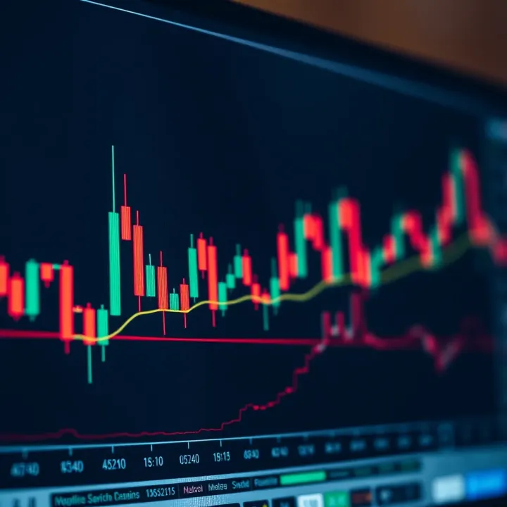 Japanese candlestick chart displaying bullish and bearish patterns on a financial market graph