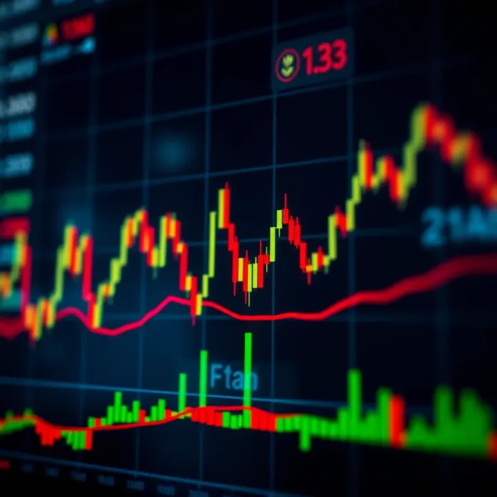 Graph depicting financial market trends with binary options indicators