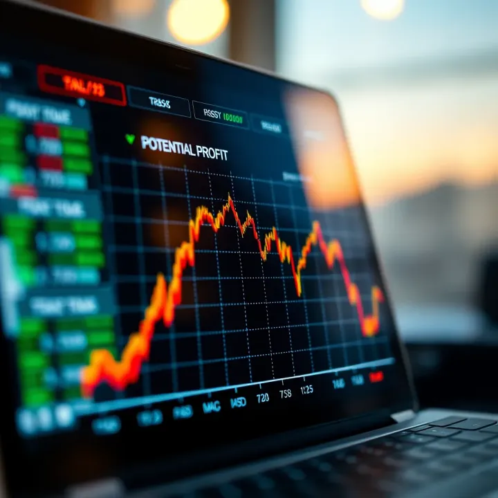Graph illustrating potential profits and risks in binary options trading without initial investment