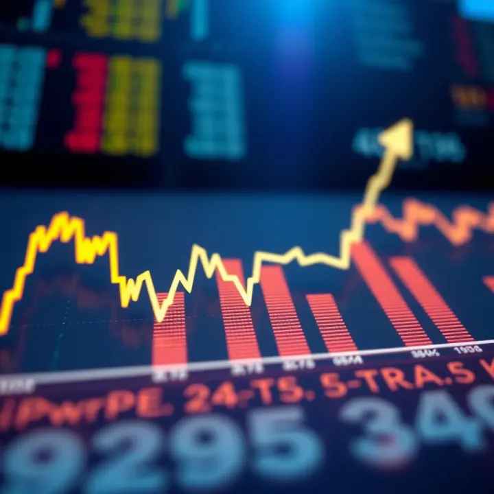 Graph showing upward and downward trends representing binary options trading decisions
