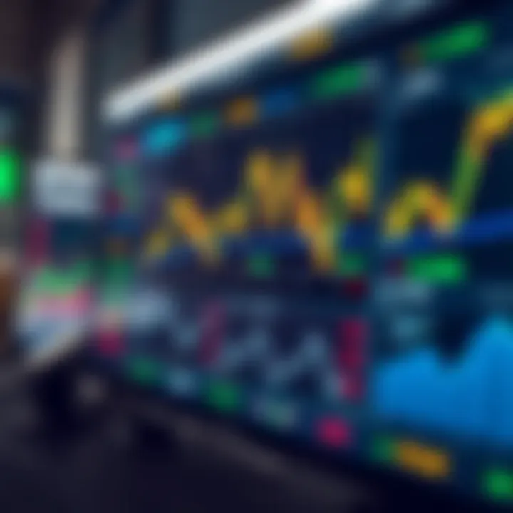 Dashboard displaying various trading platform features and charts
