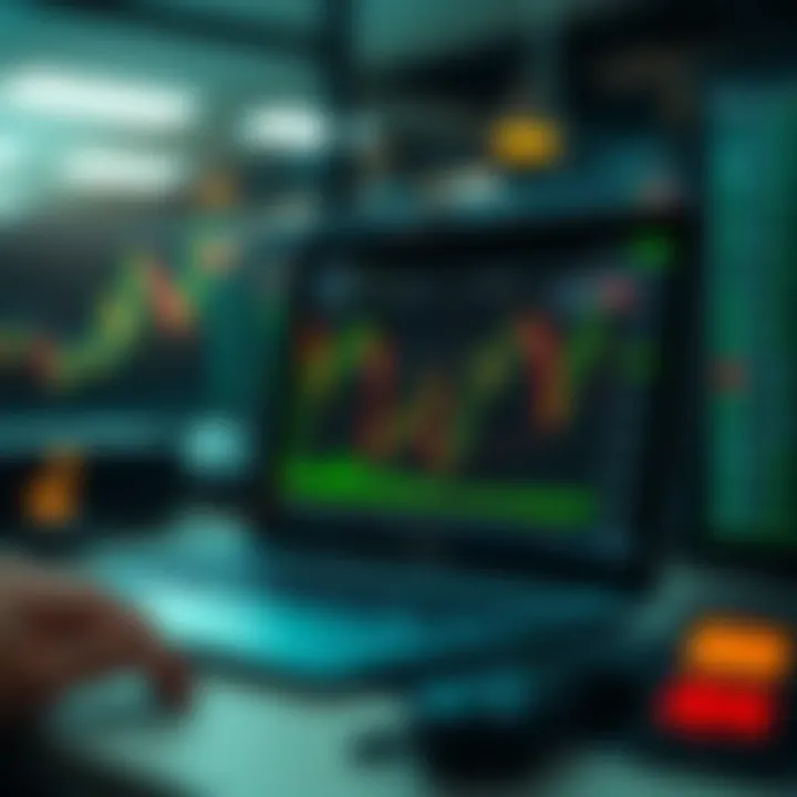 Conceptual representation of binary options trading with financial graphs and digital interface