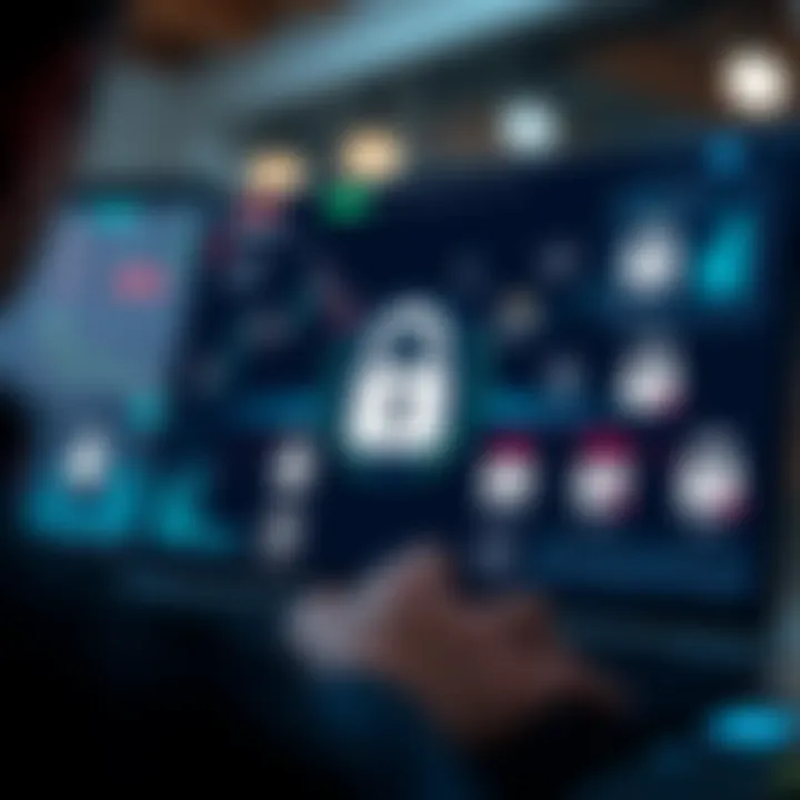 Illustration showing various trading platform features including charts, security locks, and cost icons