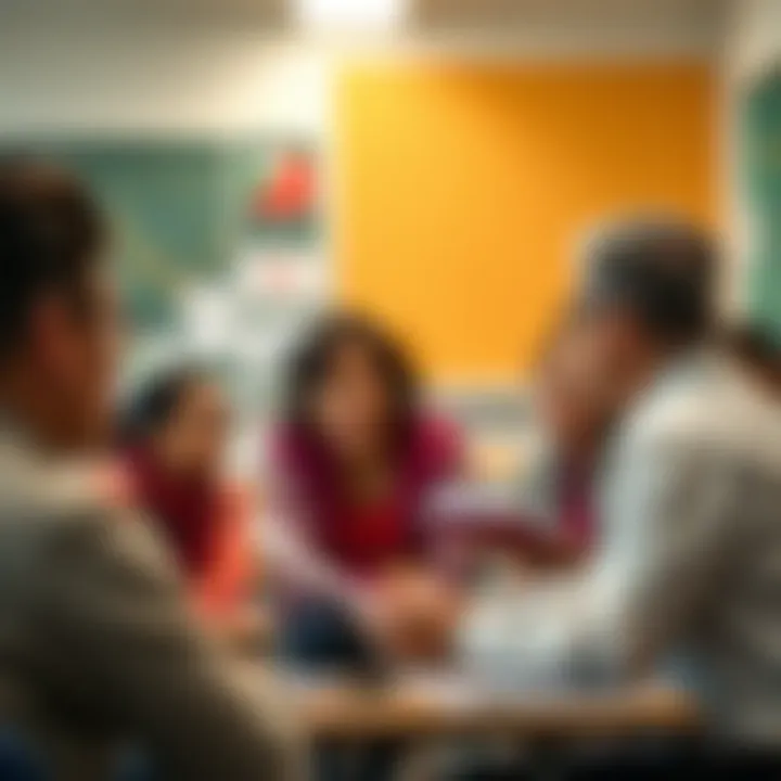 Community members and educators engaging in a safety planning discussion within a school setting