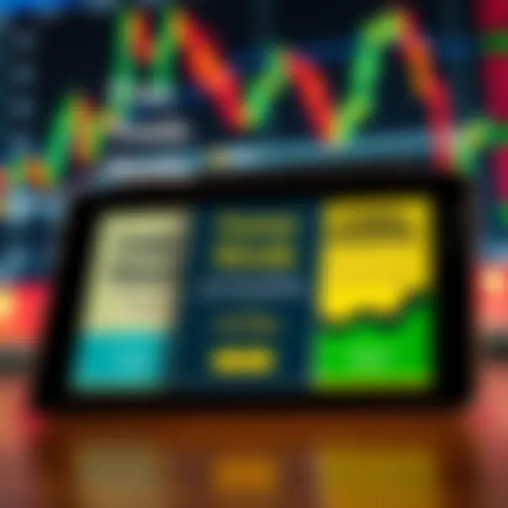 Collection of free PDF forex trading books displayed on a digital tablet with currency charts in the background