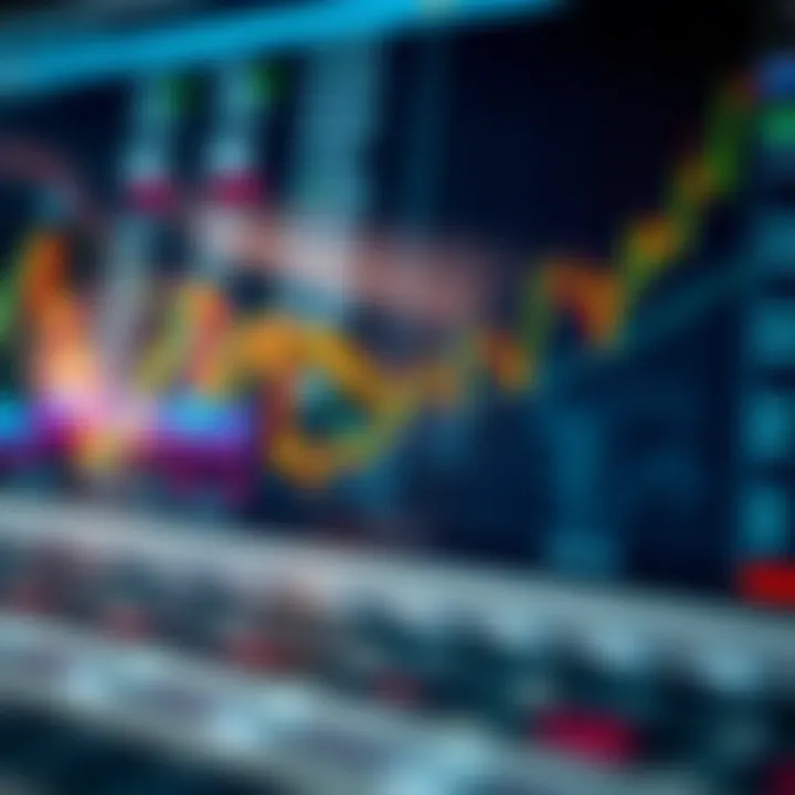 Graph showing upward trend with trading charts and financial data