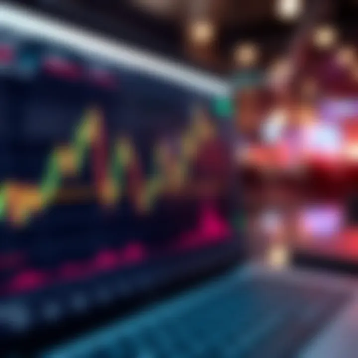 Graph showing financial growth and trading signals on a digital platform