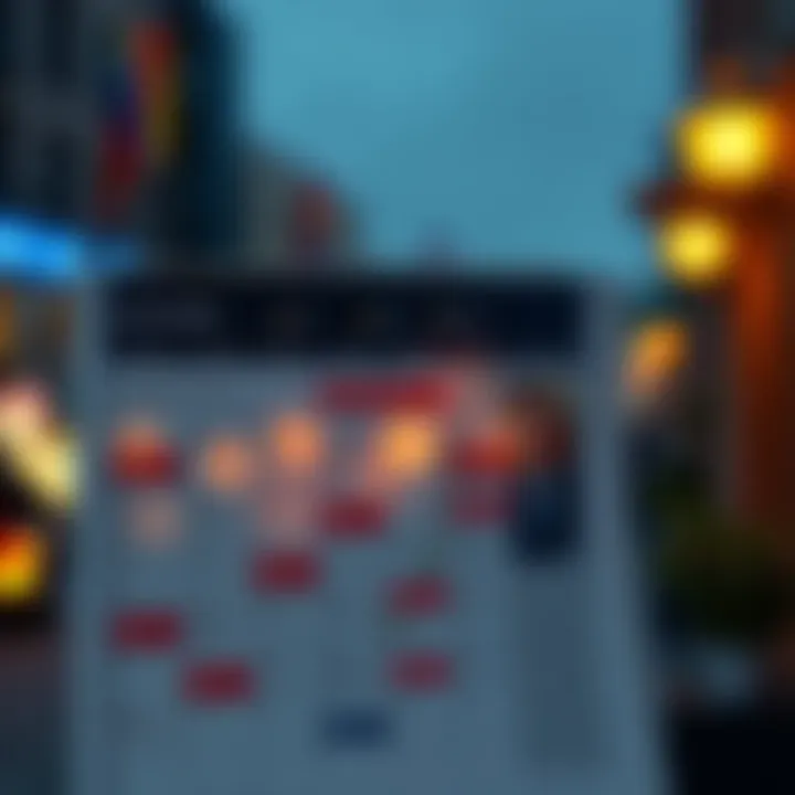 Illustration showing a calendar marked with economic event dates in Colombia