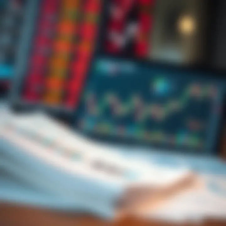 Conceptual representation of fundamental analysis with financial reports and economic data