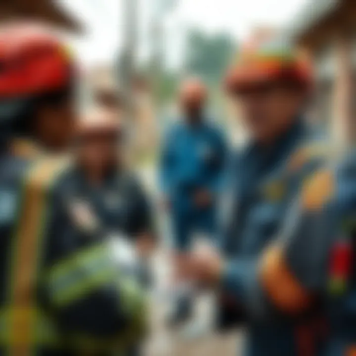 Collaboration between community members and authorities coordinating emergency response efforts