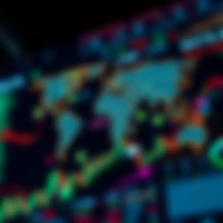 Illustration of global currencies connected by financial market indicators