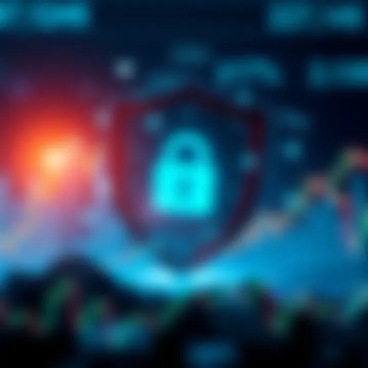 Illustration of secure investment concept with shield and financial symbols representing protection against fraud