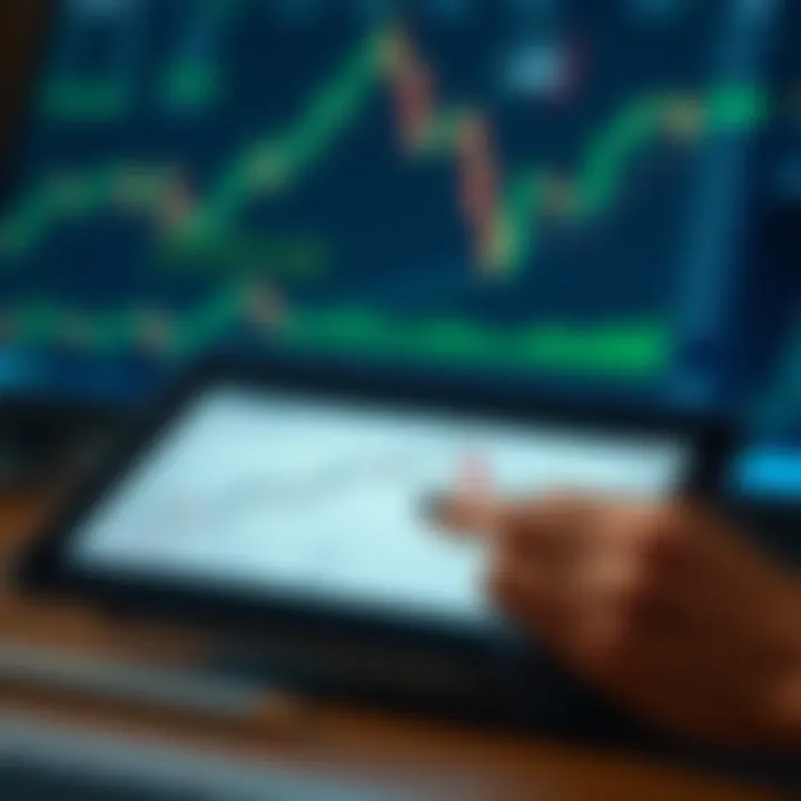 Digital document displaying trading course contents and charts on a tablet screen