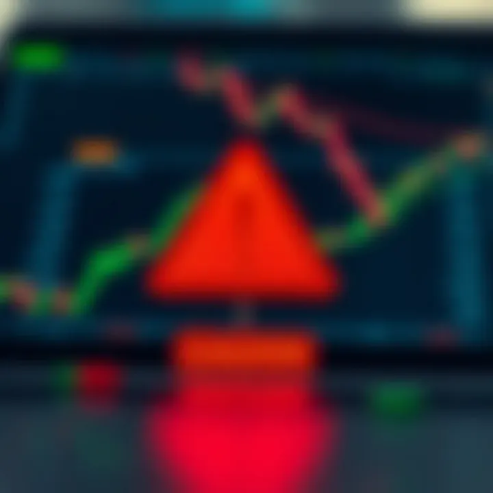 Illustration of risk management strategies and caution symbols in digital trading