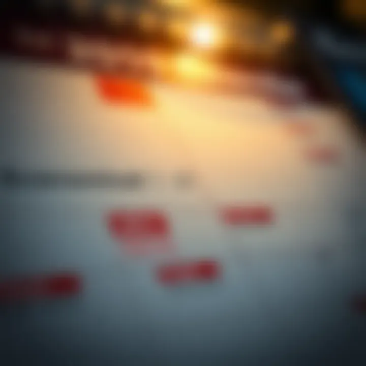 Calendar with marked dates representing important economic events impacting financial markets