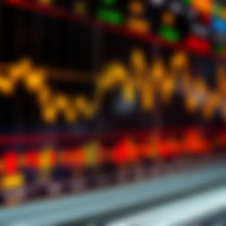 Chart displaying currency exchange rates with upward and downward trends