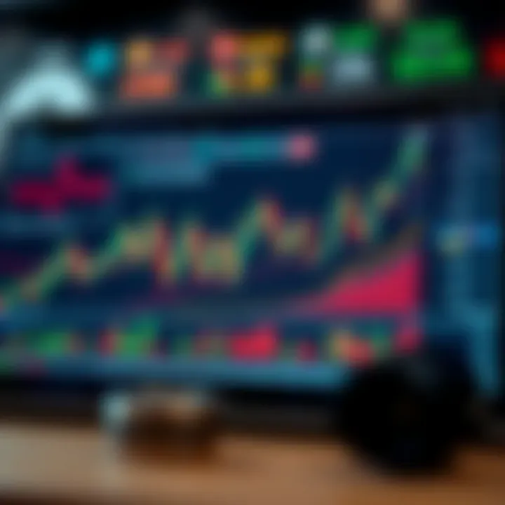 Operational Technical Analysis and Market Decision Tools Illustration of candlestick chart patterns with various technical tools for market decision making