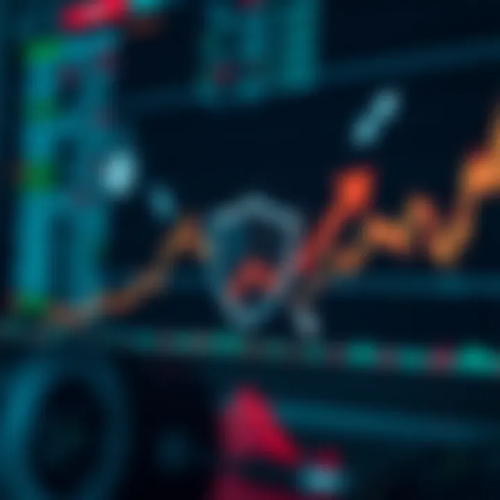 Strategies for Managing Risks in Copy Trading Visual representation of risk management strategies with charts, protective shields, and arrows indicating growth