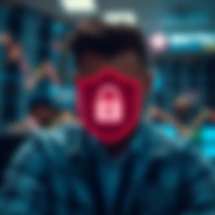 Illustration of secure trading environment with risk management icons