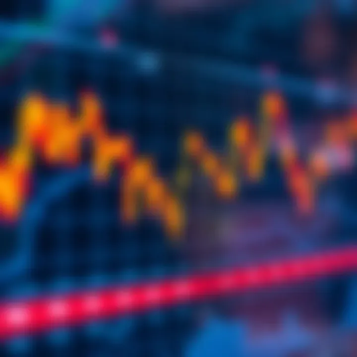 Graph showing currency exchange rates fluctuating over time
