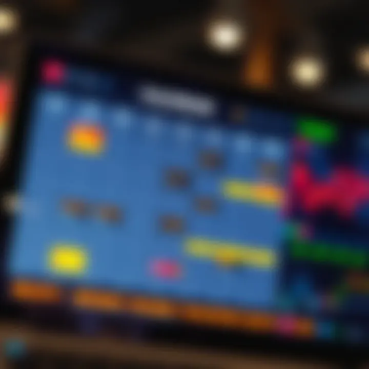 Economic calendar highlighting key financial events and data releases on a digital screen