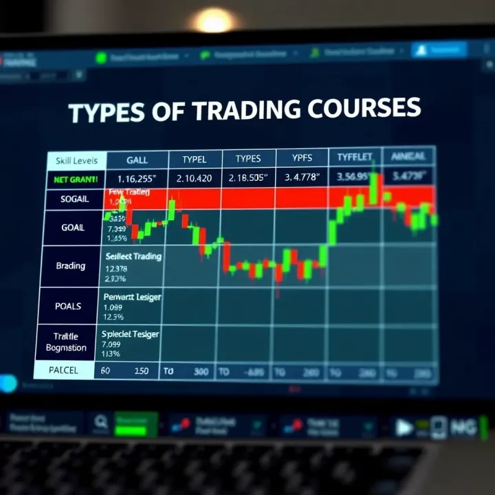 Chart showing different types of trading courses tailored for various skill levels and goals