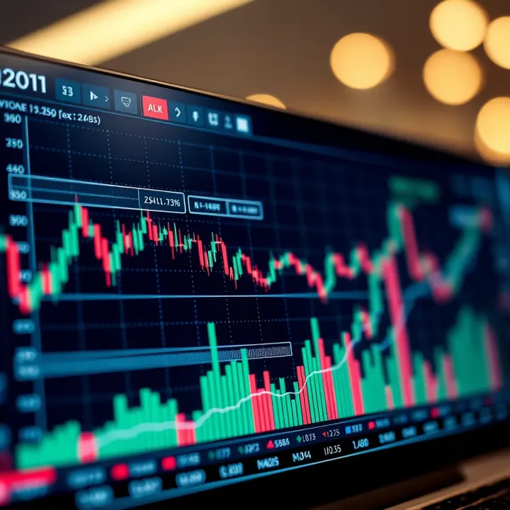 Graph showing combined use of technical indicators and fundamental data for financial decision making