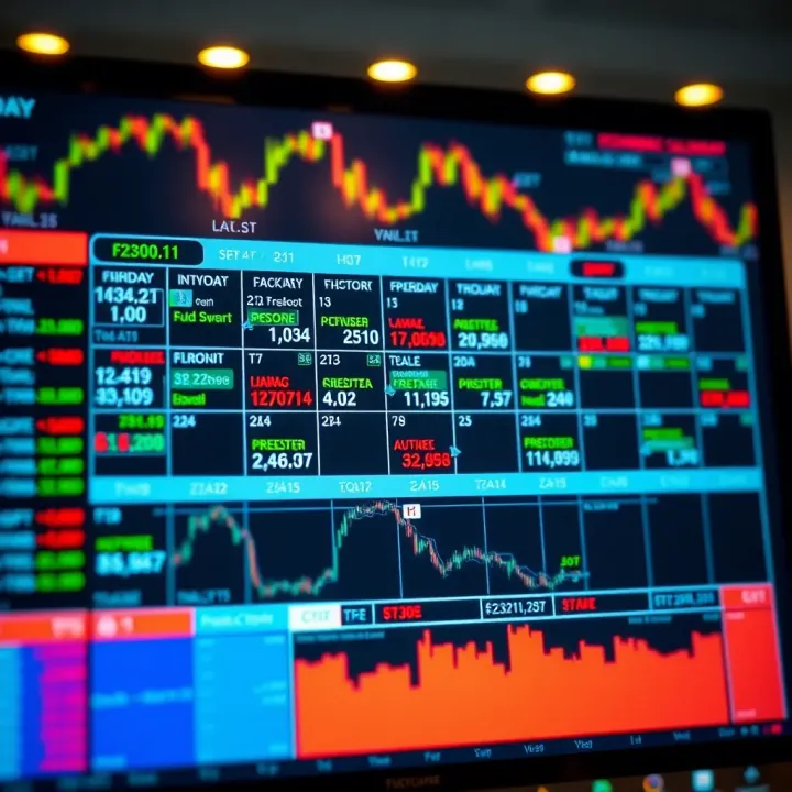 Economic calendar showcasing upcoming financial events and market indicators on a digital screen