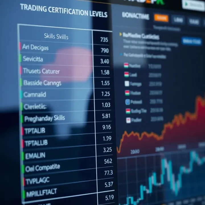 Detailed chart showing various trading certification levels and associated skills