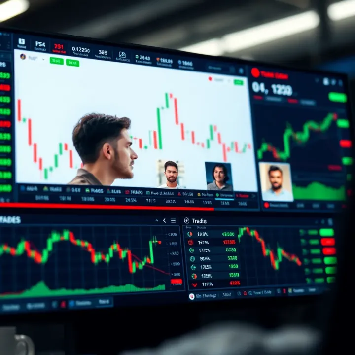 Interface of a trading platform displaying expert trader profiles and live market data