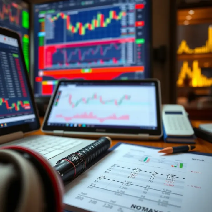Visual representation of strategy selection and risk management in copy trading with charts and checklists