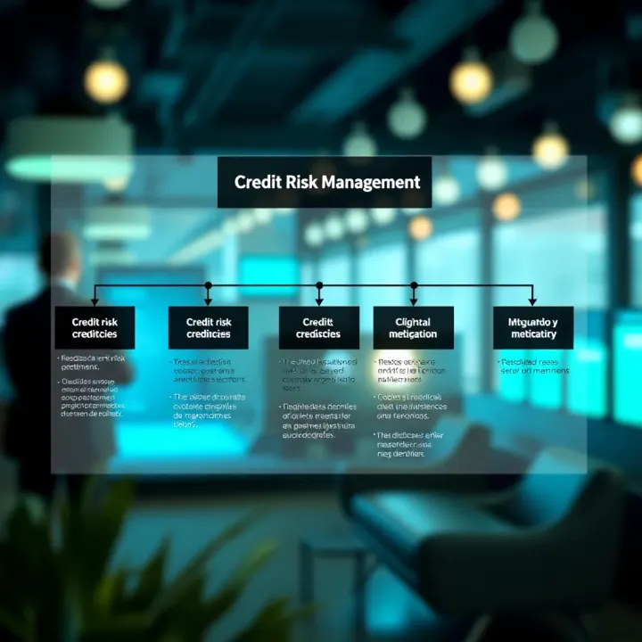 Flowchart depicting credit risk management stages from identification to mitigation