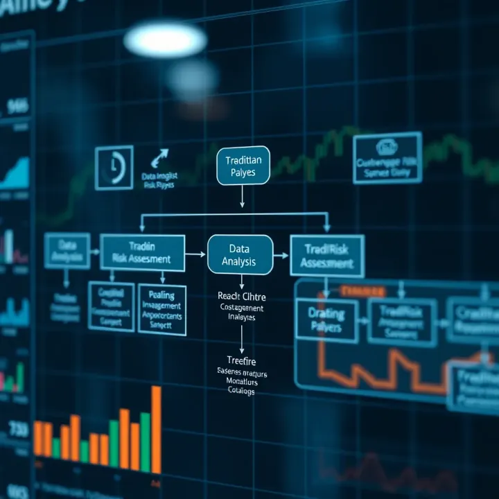 Flowchart combining data analysis and risk assessment icons for decision-making support