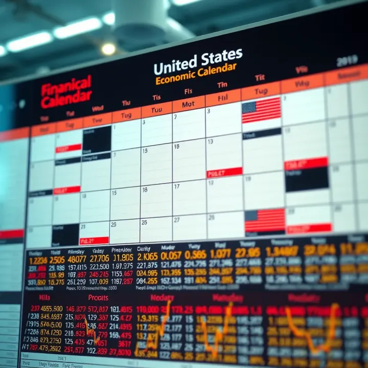 Detailed economic calendar displaying key upcoming financial events in the United States