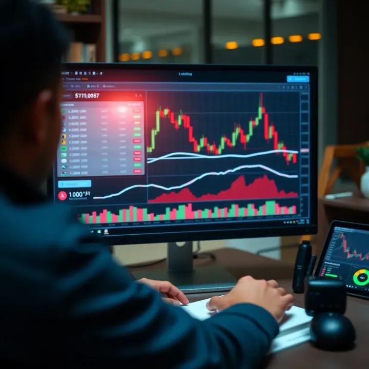 Illustration of financial market charts and trading tools on a computer screen