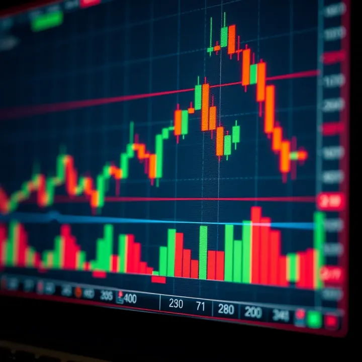 Forex trading candlestick chart showing price movements and trends