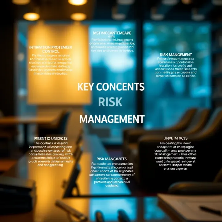Diagram illustrating key concepts and components of risk management including identification, assessment, and control