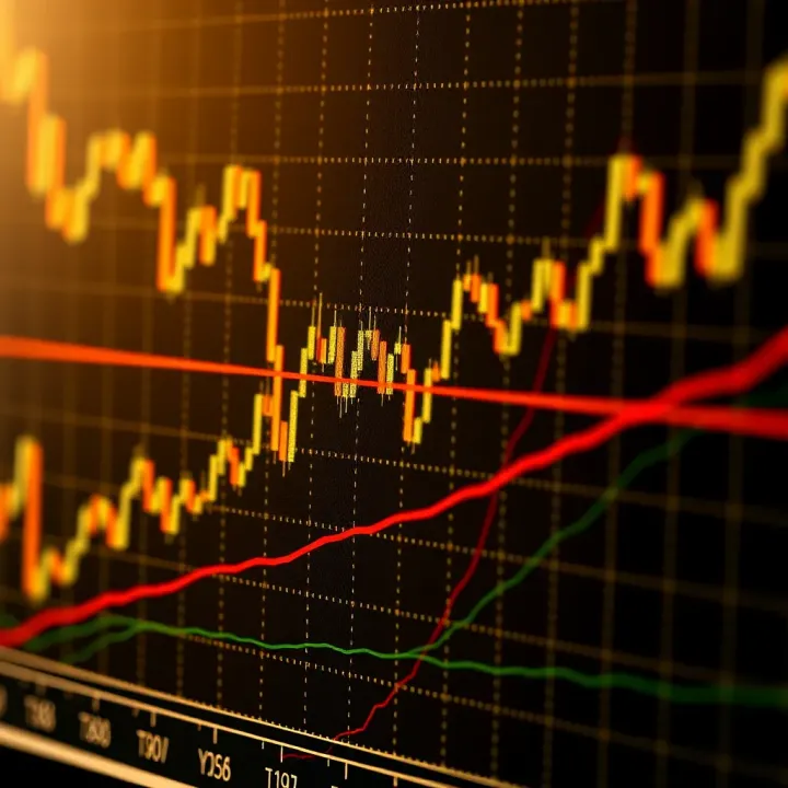 Graph depicting trend lines and support resistance levels for gold trading