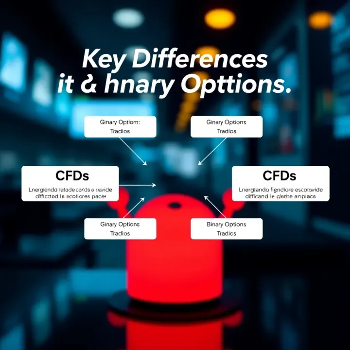 Diagram showing the key differences between CFDs and binary options trading
