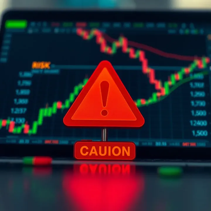 Illustration of risk management strategies and caution symbols in digital trading