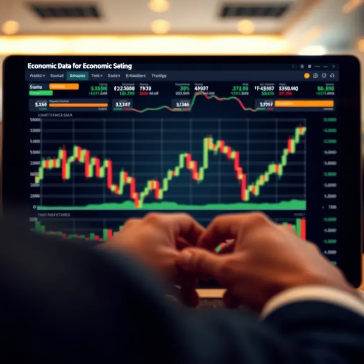 Graphical depiction of interpreting economic data for investment decision making