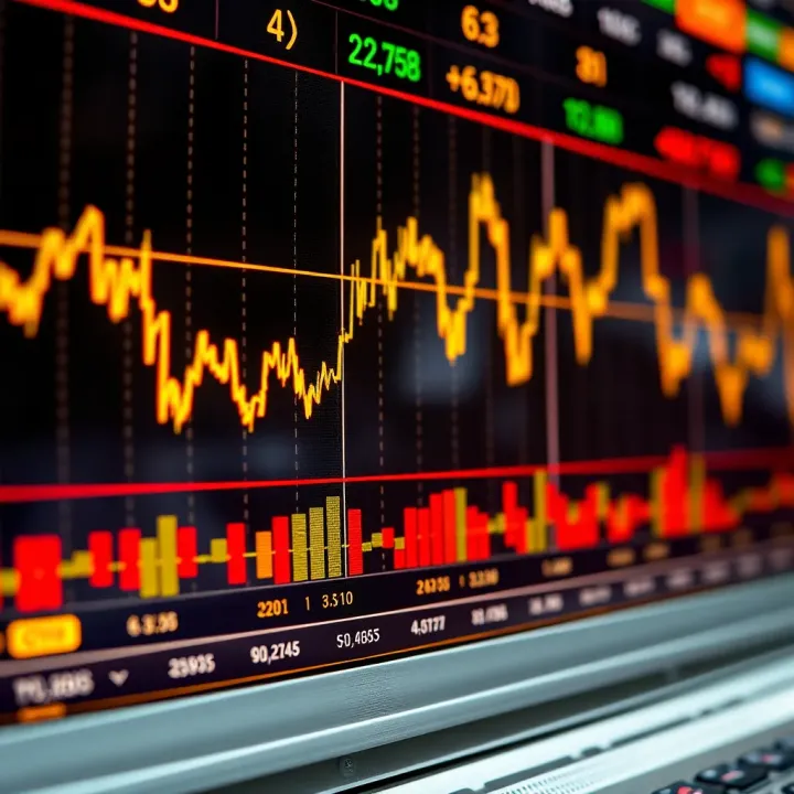 Chart displaying currency exchange rates with upward and downward trends