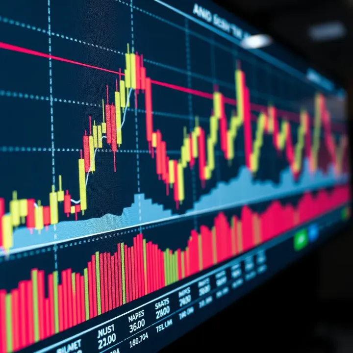Chart showing candlestick patterns representing stock price movements over time