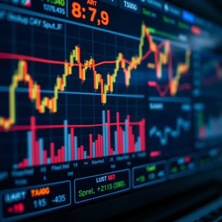 Dashboard with various financial indicators and line graphs used for technical analysis