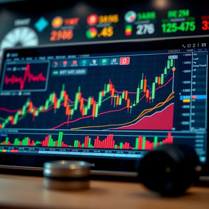 Operational Technical Analysis and Market Decision Tools Illustration of candlestick chart patterns with various technical tools for market decision making