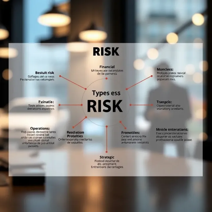 Diagram illustrating different types of risks in business environments including financial, operational, and strategic risks