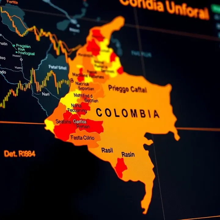 Map showing regions in Colombia with varying levels of risk exposure