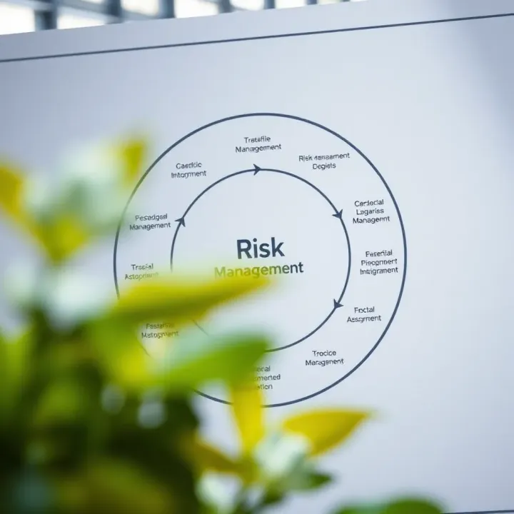 Diagram illustrating risk management cycle from identification to mitigation in organizational context