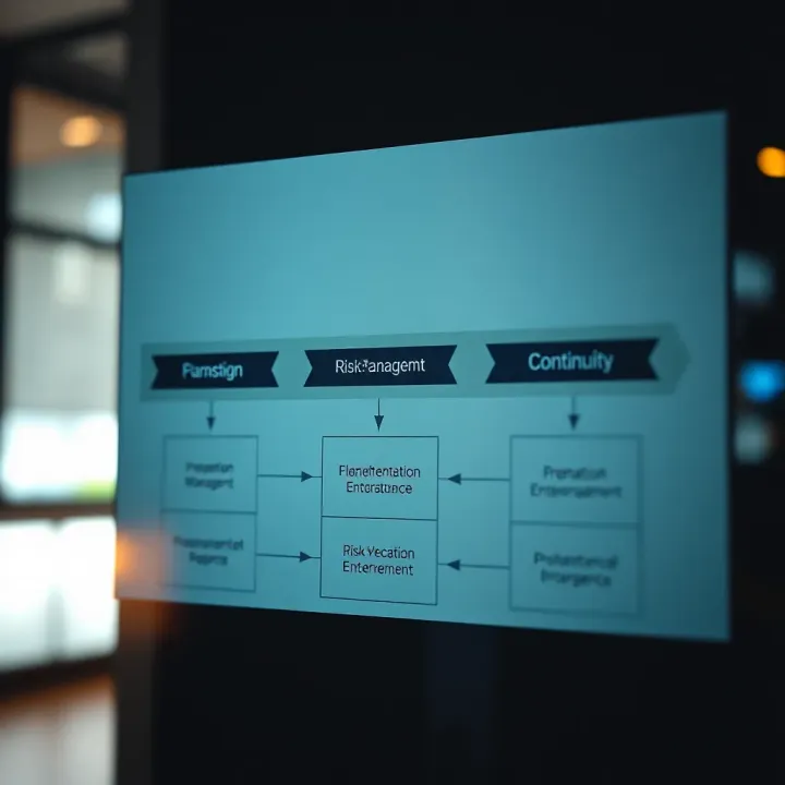 Flowchart showing the implementation stages of a risk management program and its impact on business continuity